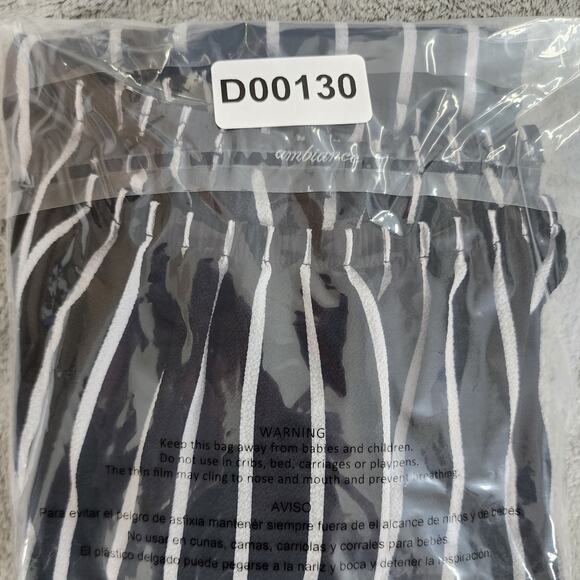 Ambiance Romper Womens L Black White Striped Off Shoulder 3/4 Sleeve Stretch - Picture 9 of 9